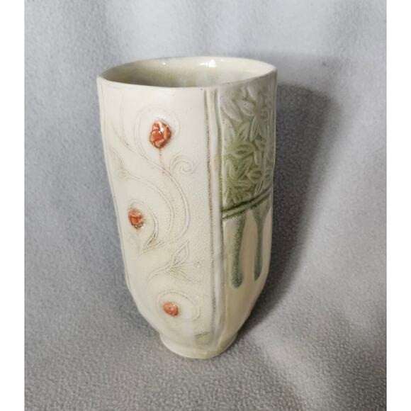 Katy McDougal Studio Pottery Vase Tumbler Artisan Handmade Drip Glaze - Picture 2 of 14